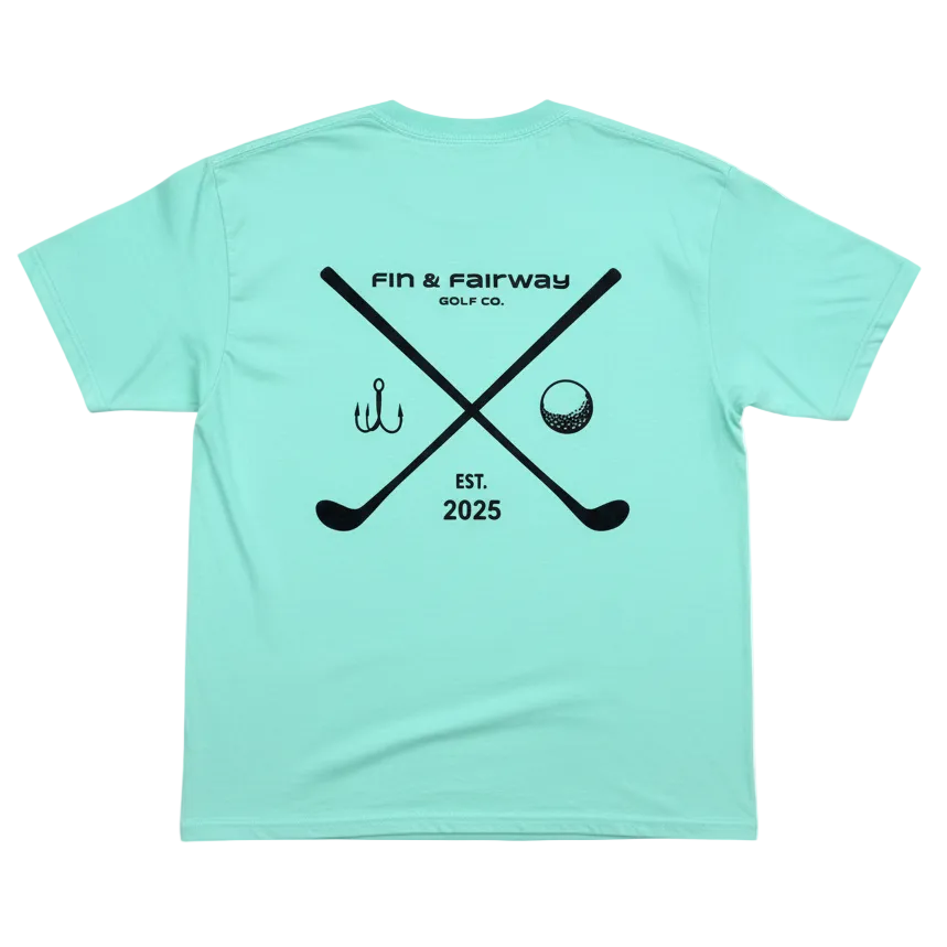 Crest Tee - Back View with Crossed Clubs Design