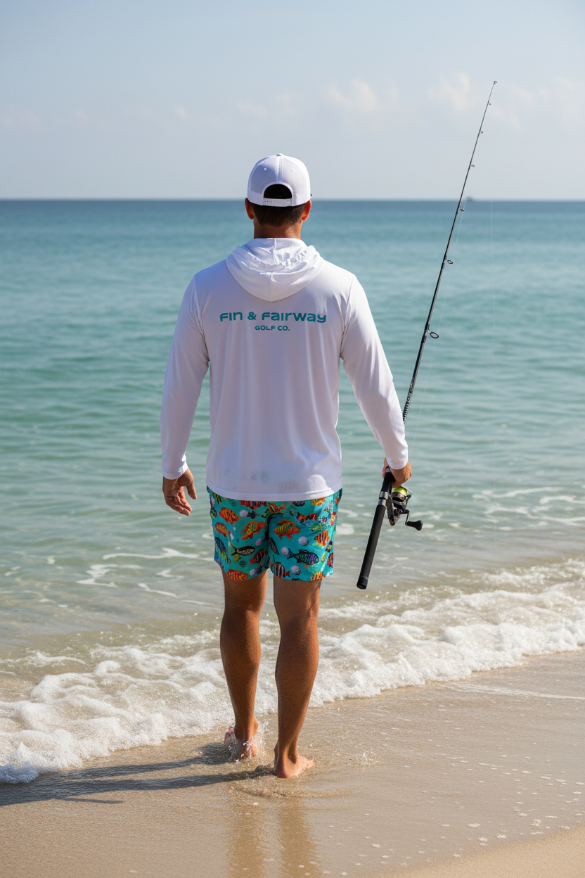 Lifestyle Shot - Beach Walk with Navy Clubhouse Hat