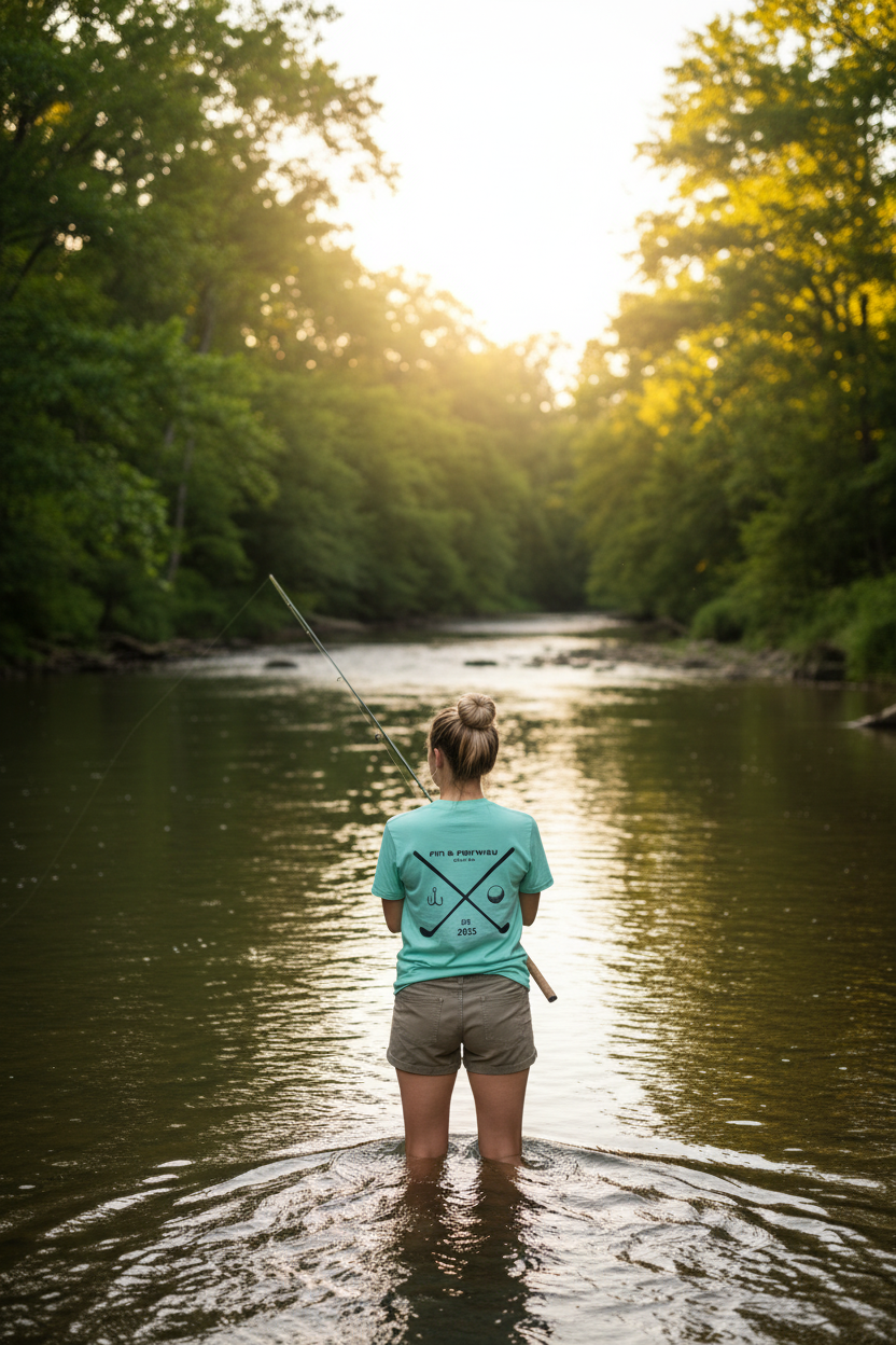 Mint Crest Tee River Fishing Lifestyle