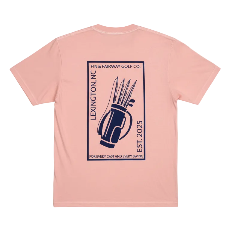 Rod Bag Tee - Back View in Peachy