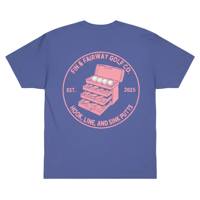 Tacklebox Tee - Back View in Periwinkle